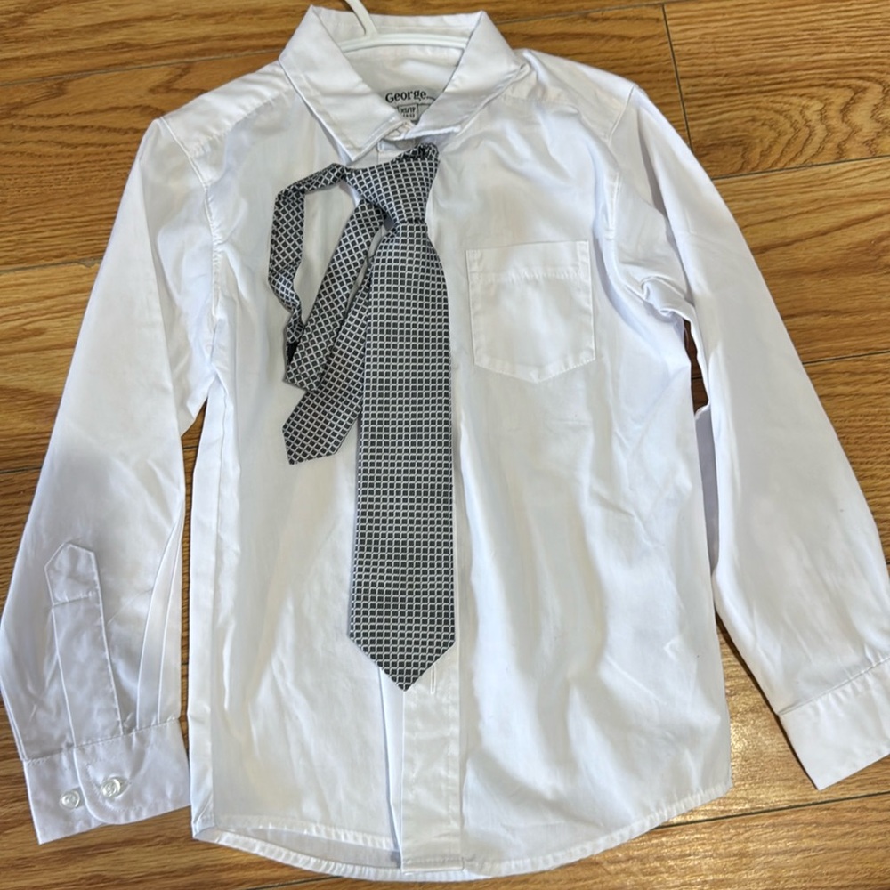 Never worn white shirt & tie